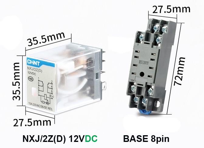 NXJ/2Z(D) Coil 12V (DC) Relay รีเลย์ CHINT ELECTRIC