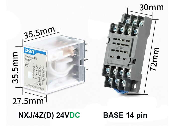 NXJ/4Z(D) Coil 24V (DC) Relay รีเลย์ CHINT ELECTRIC