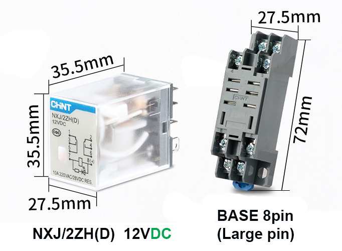 NXJ/2ZH(D) Coil 12V (DC) Relay รีเลย์ CHINT ELECTRIC