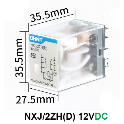NXJ/2ZH(D) Coil 12V (DC) Relay รีเลย์ CHINT ELECTRIC - Image 4