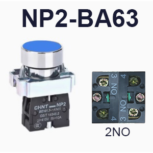 NP2-BA63-Push button-Blue-2NO-CHINT ELECTRIC