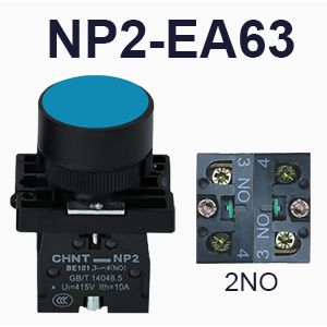 NP2-EA63-Push button-Blue-2NO-CHINT ELECTRIC